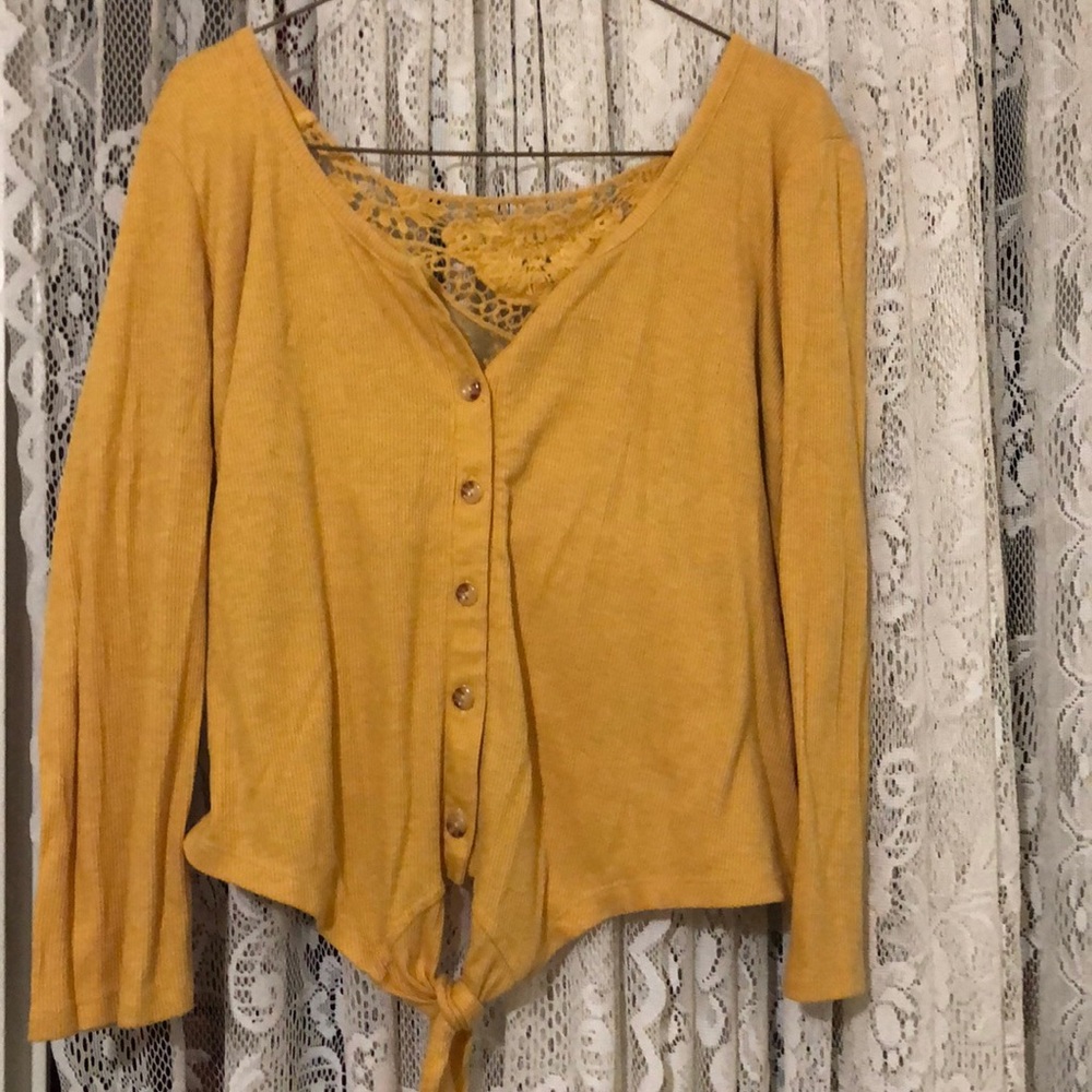 Yellow button up long sleeve!!